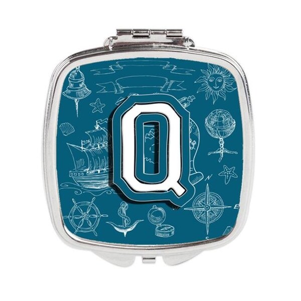 Carolines Treasures Carolines Treasures CJ2014-QSCM Letter Q Sea Doodles Initial Alphabet Compact Mirror CJ2014-QSCM - main